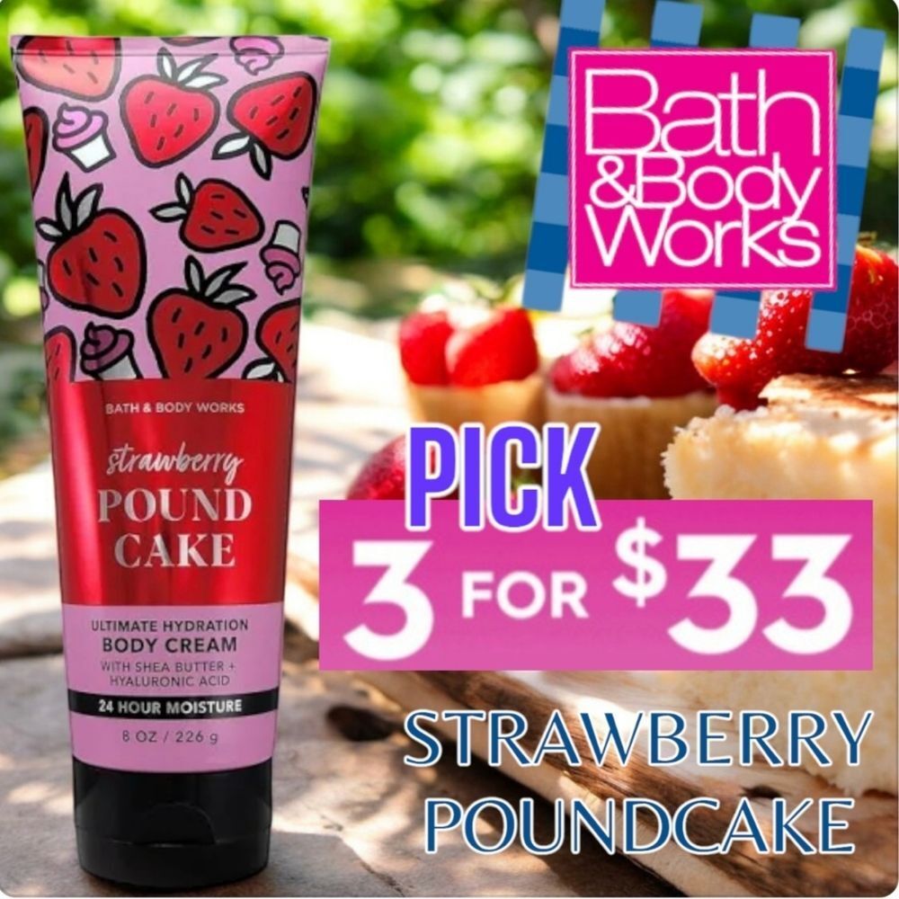 Bath & Body Works Strawberry Poundcake Hydrating Body Cream 🍓